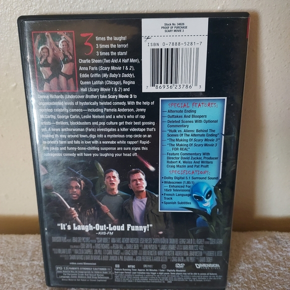Scary Movie 3 (DVD, 2004, Widescreen Edition) Pre-Owned Tested Working Excellent - Picture 2 of 2